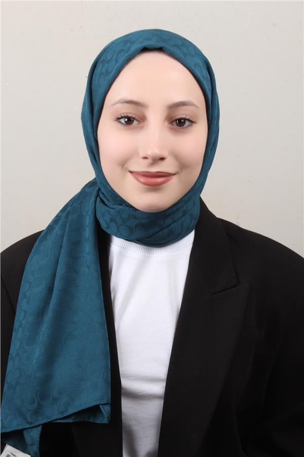 Pamuklu Jakar Şal 4113-4 Petrol Mavisi