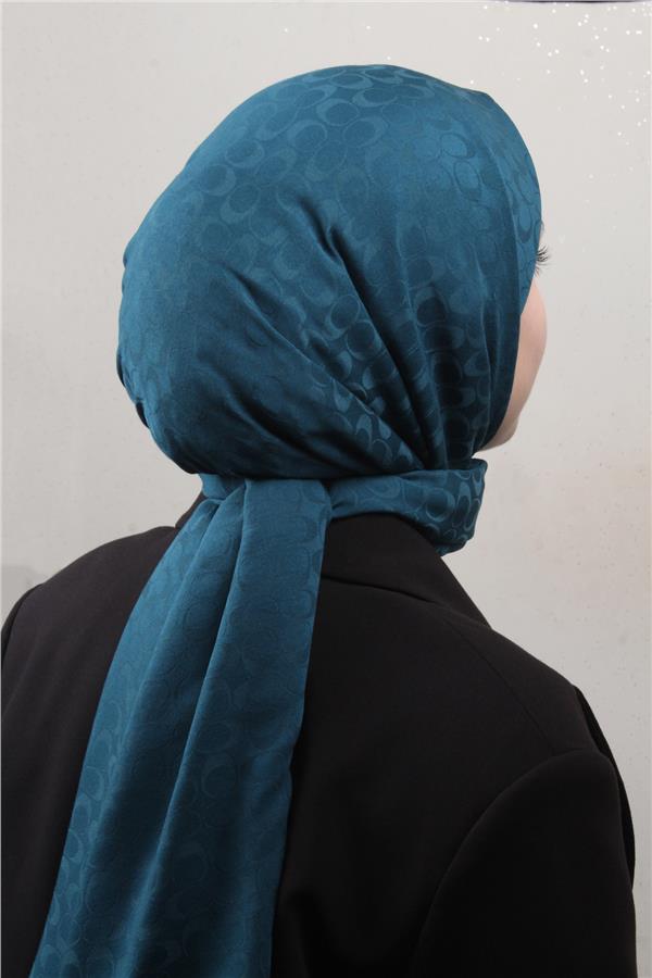 Pamuklu Jakar Şal 4113-4 Petrol Mavisi