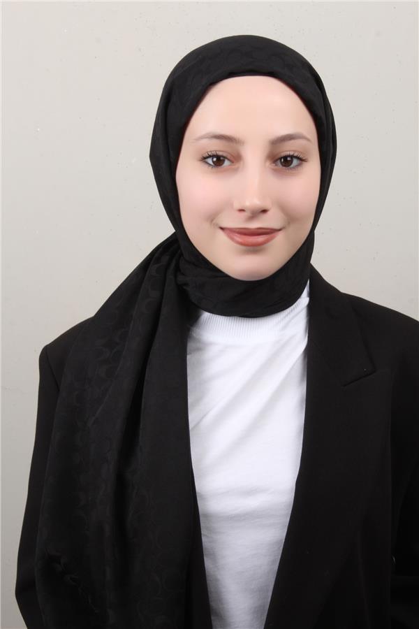 Pamuklu Jakar Şal 4113-6 Siyah