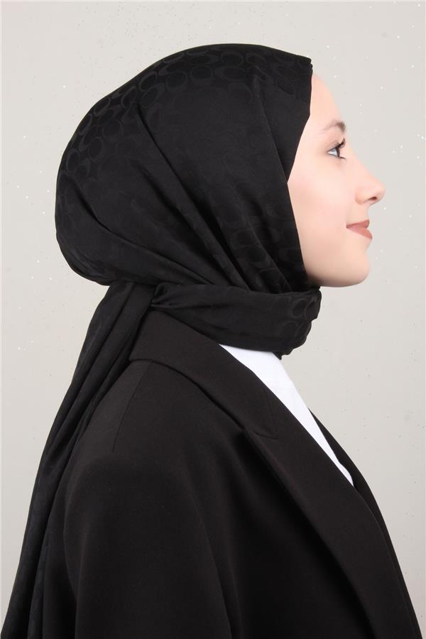 Pamuklu Jakar Şal 4113-6 Siyah