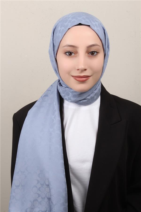 Pamuklu Jakar Şal 4113-7 Bebe Mavisi