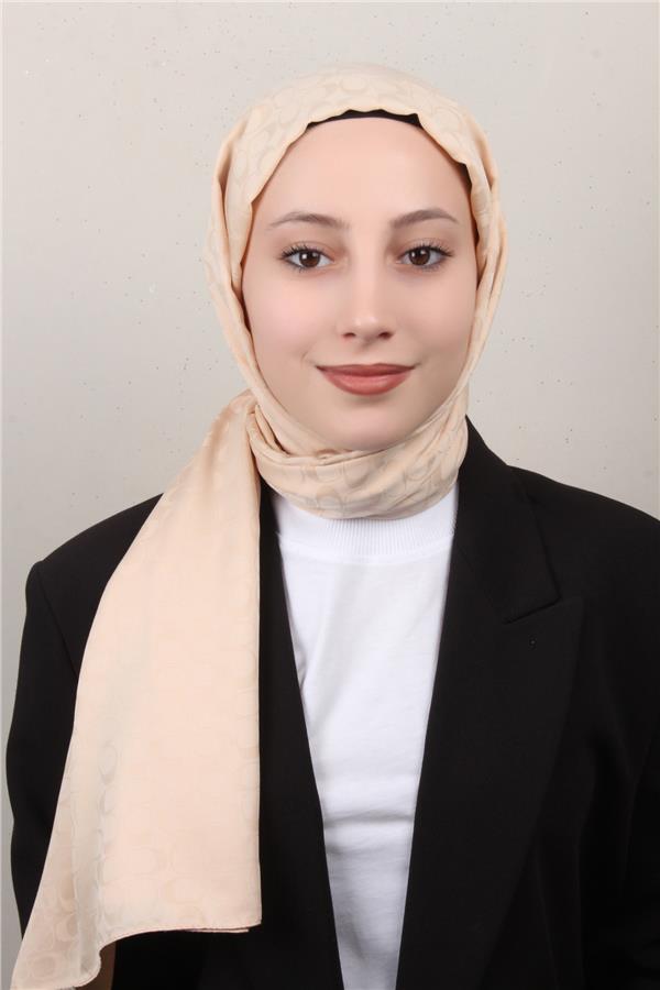 Pamuklu Jakar Şal 4113-8 Krem