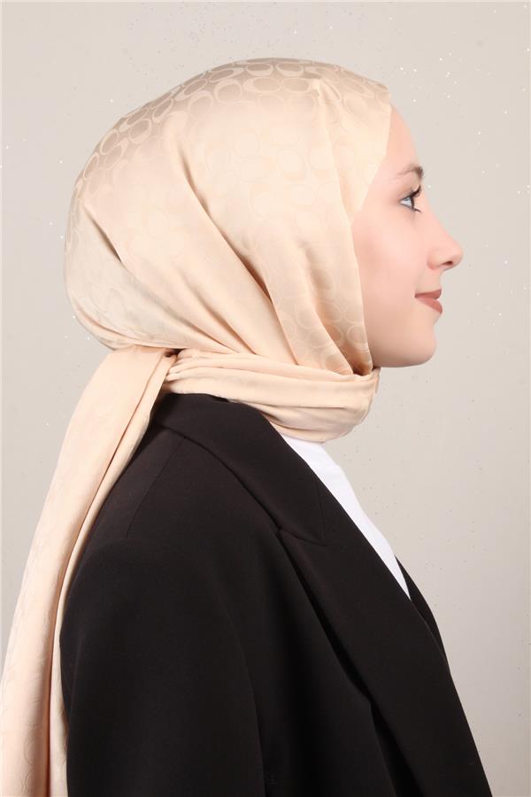 Pamuklu Jakar Şal 4113-8 Krem