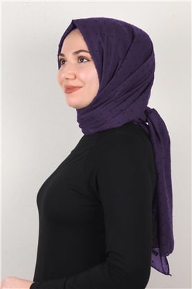 Pamuklu Pıt Pıt Şal 3092-34 Patlıcan Moru