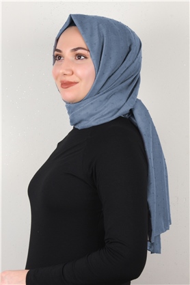 Pamuklu Pıt Pıt Şal 3092-37 Koyu Buz Mavisi