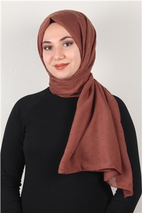 Pamuklu Pıt Pıt Şal 3092-39 Açık Kahverengi