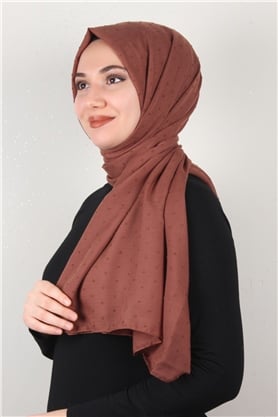 Pamuklu Pıt Pıt Şal 3092-39 Açık Kahverengi