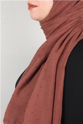 Pamuklu Pıt Pıt Şal 3092-39 Açık Kahverengi