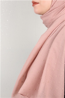Pamuklu Pıt Pıt Şal 3092-41 Pudra