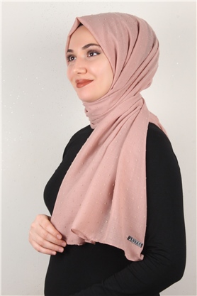 Pamuklu Pıt Pıt Şal 3092-41 Pudra