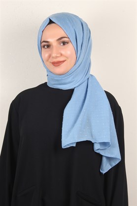 Pamuklu Pıt Pıt Şal 3092-44 Bebe Mavisi