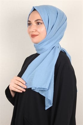 Pamuklu Pıt Pıt Şal 3092-44 Bebe Mavisi