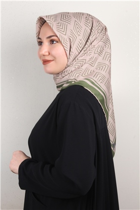Pamuklu Soft Eşarp 3300-2 Yeşil-Bej