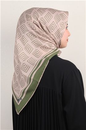 Pamuklu Soft Eşarp 3300-2 Yeşil-Bej