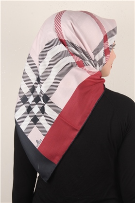 Pamuklu Soft Eşarp 3308-7 Kırmızı-Toz Pembe