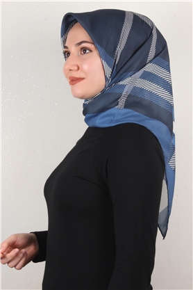 Pamuklu Soft Eşarp 3308-9 İndigo