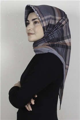 Pamuklu Soft Eşarp 3335-2 Füme