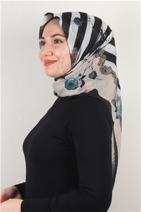 Pamuklu Trend Eşarp 9800-1 Siyah-Cam Göbeği