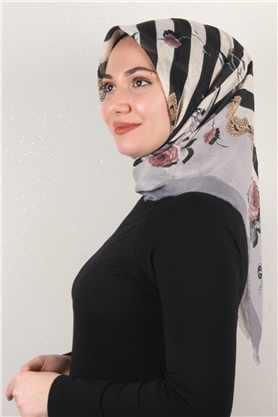 Pamuklu Trend Eşarp 9800-9 Gri
