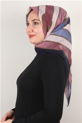 Pamuklu Trend Eşarp 9801-2 Mavi-Pembe