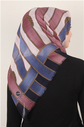 Pamuklu Trend Eşarp 9801-2 Mavi-Pembe