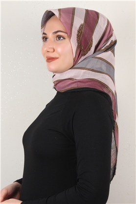 Pamuklu Trend Eşarp 9801-3 Pembe-Gri