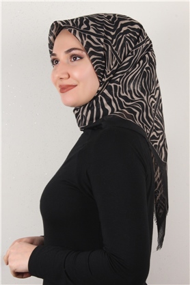 Pamuklu Trend Eşarp 9802-10 Siyah-Bej