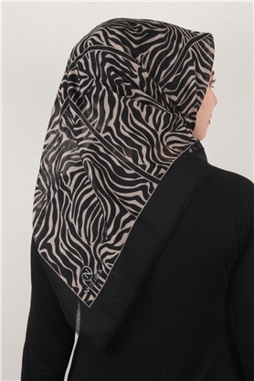 Pamuklu Trend Eşarp 9802-10 Siyah-Bej