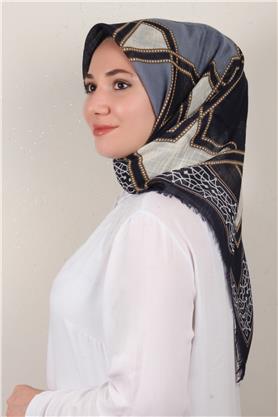 Pamuklu Trend Eşarp 9808-3 Lacivert-İndigo