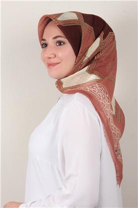 Pamuklu Trend Eşarp 9808-6 Pembe-Bordo