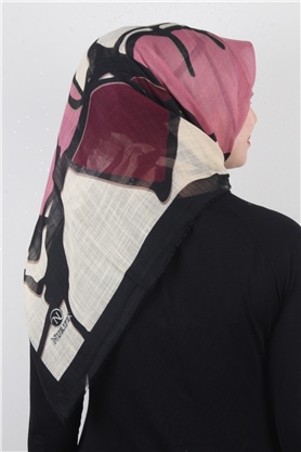 Pamuklu Trend Eşarp 9900-1 Siyah-Pembe