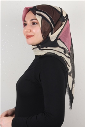 Pamuklu Trend Eşarp 9900-1 Siyah-Pembe