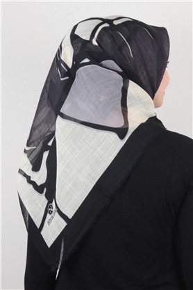 Pamuklu Trend Eşarp 9900-3 Siyah-Füme