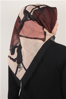 Pamuklu Trend Eşarp 9900-8 Siyah-Taba