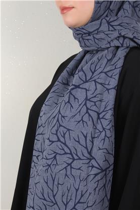 Pamuklu Twist Şal 1264-7 Lacivert
