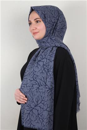 Pamuklu Twist Şal 1264-7 Lacivert