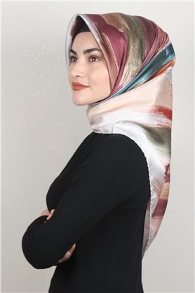 Piramit Dijital Eşarp 1352-10 Krem