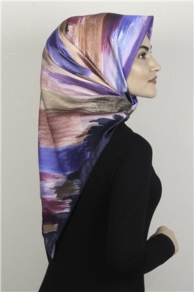 Piramit Dijital Eşarp 1352-12 İndigo