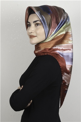 Piramit Dijital Eşarp 1352-5 Taba