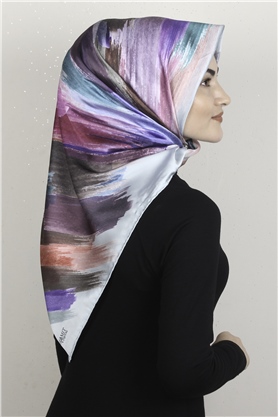 Piramit Dijital Eşarp 1352-6 Buz Mavisi