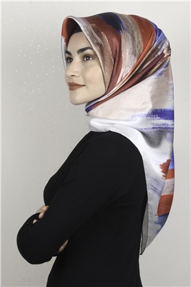 Piramit Dijital Eşarp 1352-7 Gri