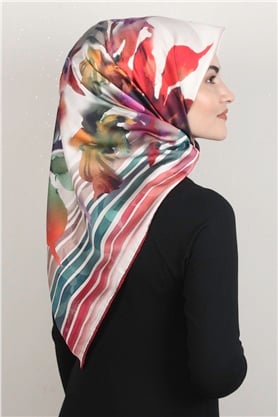 Piramit Dijital Eşarp 1353-1 Bordo