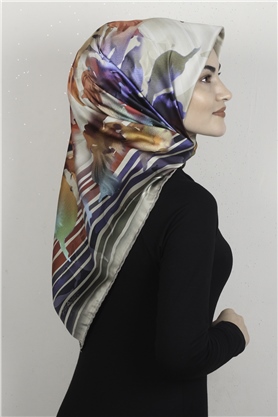 Piramit Dijital Eşarp 1353-11 Haki