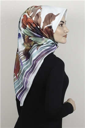 Piramit Dijital Eşarp 1353-12 Mint Yeşili