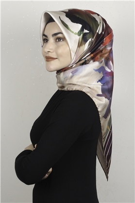 Piramit Dijital Eşarp 1353-5 Sütlü Kahve