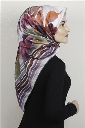 Piramit Dijital Eşarp 1353-7 Gri