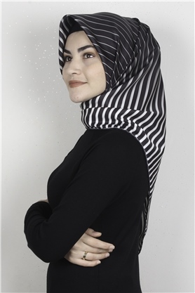 Piramit Dijital Eşarp 1357-10 Siyah-Mint Yeşili