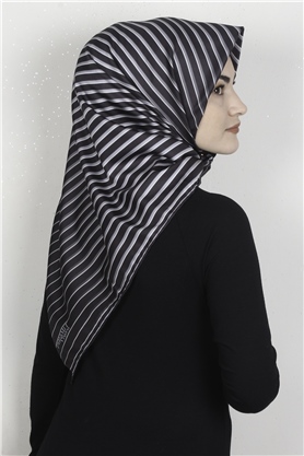 Piramit Dijital Eşarp 1357-8 Siyah-Füme