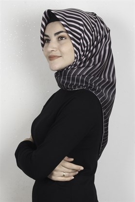 Piramit Dijital Eşarp 1357-9 Siyah-Pudra