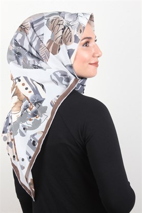 Piramit Krep Eşarp 116-0001-04 Gri